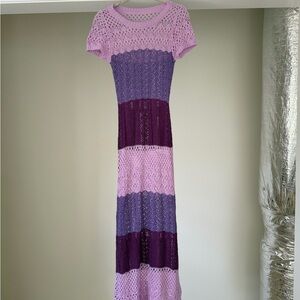 Elegant Purple and Pink Crochet Dress